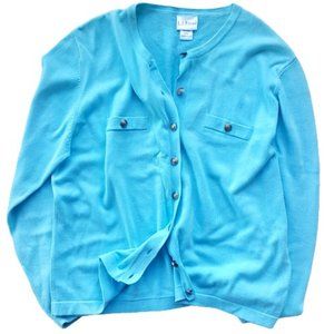 Women's Blue Medium Button Front Cardigan Sweater